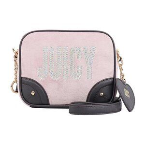 Juicy Couture Glitzed Out Camera Crossbody Bag Small Pink Velour NWT